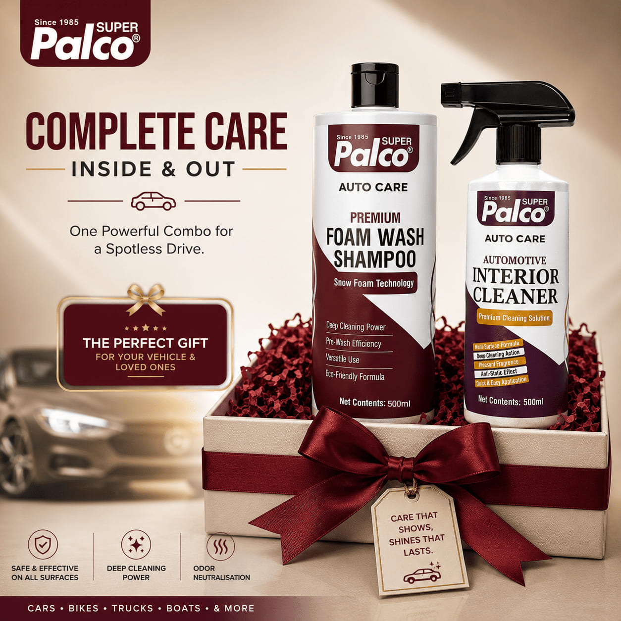 Palco Complete Car Care Combo – Premium Foam Wash + Automotive Interior Cleaner